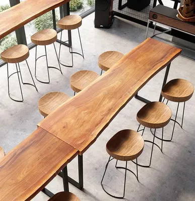 Produktbild von 360Home Gastronomiemöbel Restaurant Design Esstisch Biertisch Stehtisch Bareinrichtung Vollholz 220*45*105 cm