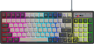 Produktbild von HXSJ V600 Wired K96 RGB Streamer Gaming-Tastatur, 26 Tasten, konfliktfrei, verstellbare, hintergrundbeleuchtete Membrantastatur mit zusammengesetzten Funktionstasten, aber super mechanisches Gefuehl fuer Spiel/Buero