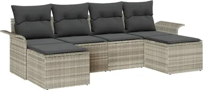Obrázok produktu pre Súprava záhradných pohoviek 6 pcs Svetlosivá Poly ratan