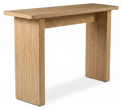 Image de Console SensaHome de style Japandi – Table d'appoint avec pieds cannelés – 110x35x75 cm – Chêne