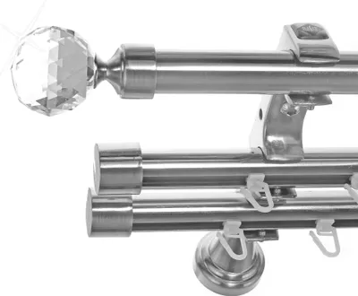 Produktbild von Rohr + Innenlauf Gardinenstange Ø 20mm Edelstahl Look 3-läufig Wandträger H60RII