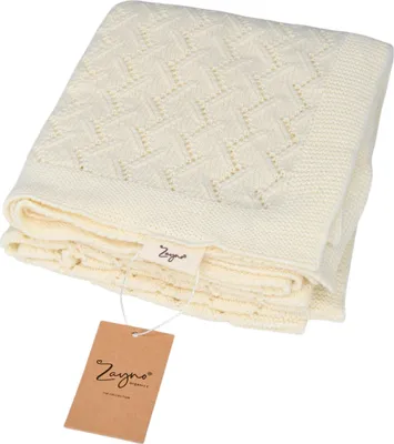 Produktbild von Zayno® Babydecke 70x90 cm Muschelbeige aus 100% Biobaumwolle | Wollweiß, Neugeborene, Geschenk Geburt, für empfindliche Babyhaut, Wickeln