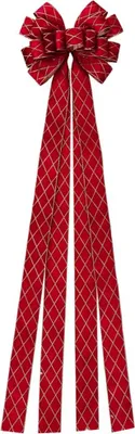 Produktbild von Christbaumspitze schleife - 130x33 cm - Polyester - Große Deko Schleife Rot Gold