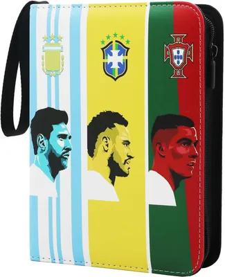 Produktbild von Fußball Karten Sammelalbum, 4 Taschen Fussball Sammelkarten Album mit Reißverschluss Tragegriff, 50 Hüllen für 400 Karten, Wasserdicht Kunstleder Heft