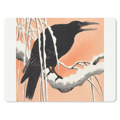 Produktbild von MuchoWow® Mauspad Mousepad Vintage - Krähe - Vogel - Tiere - Zweig 23x19 cm - Mousepads - Maus Mat - Pad - Mausunterlage - Schreibtischunterlage - Mauspad