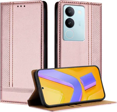Produktbild von Handyhülle für Vivo V29 5G Leder Flip Klappbare Schutzhülle mit Standfunktion Pink