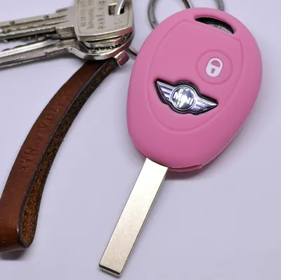 Produktbild von Auto Schlüssel Silikon Schutz Hülle Rosa kompatibel mit Mini Cooper Cabrio Coupe Clubman 2 Tasten Funk Fernbedienung