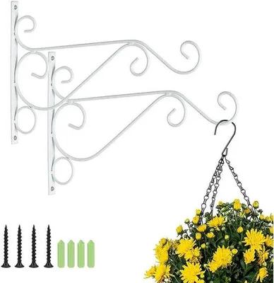 Immagine prodotto di Portavasi da parete - 2 pezzi - 31 cm - bianco - per piante, casette per uccelli, campanelli eolici, lanterne, lampade a olio