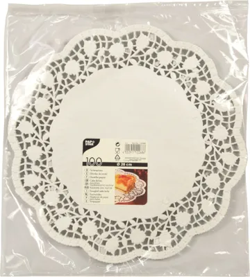 Obrázok produktu pre Papstar Tortenspitzen 28cm weiss 100 Stück 12268