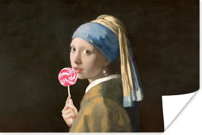 Produktbild von MuchoWow® Poster Mädchen mit Perlenohrring - Johannes Vermeer - Lollipop 180x120 cm - Fotoplakat