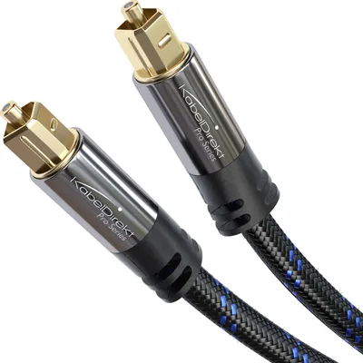 Productafbeelding van KabelDirekt – TOSLINK-kabel, nylonomvlochten, optisch audiokabel – 0,5 meter – glasvezel