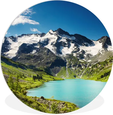 Produktbild von MuchoWow® Rundes Wandbild - Runde Bilder Schnee - Berg - Wasser Ø 60 cm Kreis Wanddekoration Kunststoff - Wandkreis - Wandschmuck - Wand Kreis - Das Schlafzimmer - Die Bilder - Wandmalerei - Kunst für das Haus - das Plastik