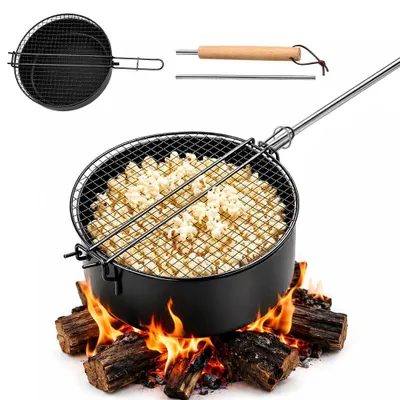 Popcornmaker für Lagerfeuer, Antihaftbeschichtung, 50 cm Griff