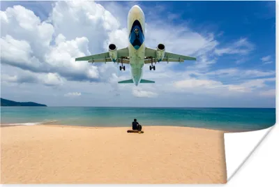 Produktbild von MuchoWow® Poster Strand - Meer - Flugzeuge 90x60 cm - Schlafzimmer