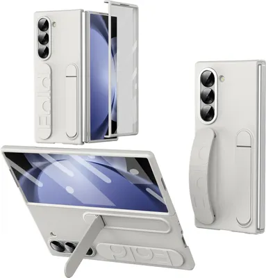 Produktbild von Hülle für Samsung Galaxy Z Fold 5 Vertikale Armbandtasche mit Eingebautem Displayschutz, Griffring, Ständer, Kameraschutz Handyhülle Blau