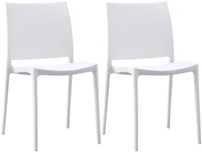 Produktbild von CLP 2er Set Gartenstühl Meton mit Lehne stapelbar wetterfest UV-beständig bis 150 kg weiß