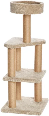 Produktbild von Amazon Basics Kratzbaum mit Kratzstämmen für den Innenbereich, groß, 45 x 45 x 117 cm (L x B x H), Beige