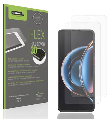 Produktbild von 2x Full Cover Schutzfolie matt für Nubia Flip 3 Innenseite Panzerfolie Anti-Shock