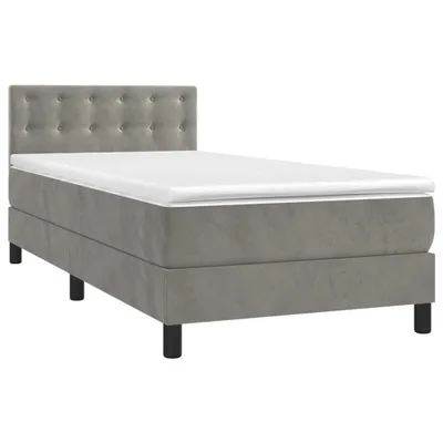 Produktbild von vidaXL Boxspringbett mit Matratze Hellgrau 90x190 cm Samt