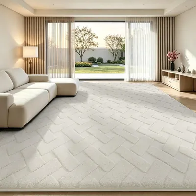 Productafbeelding van Vloerkleed - Laagpolig - Wit - 120 x 160 cm