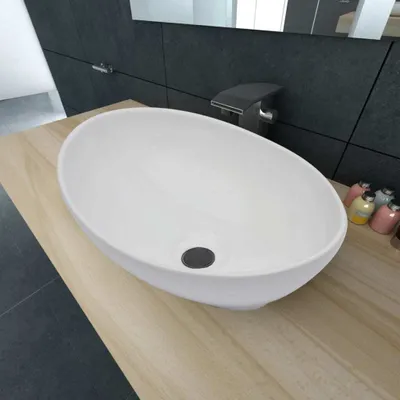 Produktbild von vidaXL Luxus Keramik Waschbecken Oval Weiß 40 x 33 cm