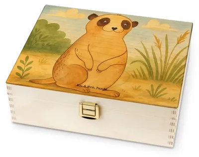 Produktbild von Mr. & Mrs. Panda Teedose Erdmännchen Design - Weiß - Geschenk, Tee Box, Organizer, Afrika, Teebox, Traveling, für Paare, Reisen, Spruch, Aufbewahrung, Weltreise