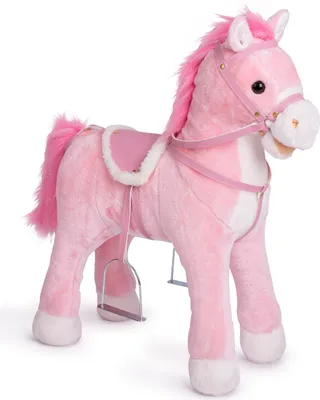 Produktbild von Pink Papaya Stehpferd zum draufsitzen | 60cm Spielpferd zum Reiten | Pferd zum Reiten für Kinder mit Sound | Sattel Pferd - Sparkles