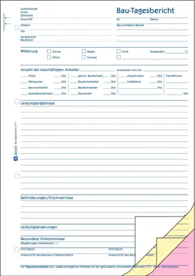 Produktbild von Bau-Tagesbericht selbstdurchschreibend A4 Packung mit 5 Stück