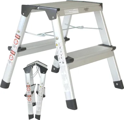 Produktbild von Klappbare Leiter 2 Stufen, Trittleiter aus Aluminium, Treppenleiter bis 150kg belastbar