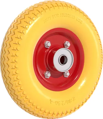 Produktbild von Wiltec Pannensicheres PolyurethanRad 2.80/2.50-4 60 x 230 mm 90 kg, Polyurethan Vollgummi Schubkarren Komplettrad mit Stahlfelge, Schubkarrenrad pannensicher