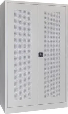 Produktbild von Sportschrank Leergehäuse - Lochfeldtüren - 1.950x1.200x500 mm (HxBxT) - enzianblau/resedagrün