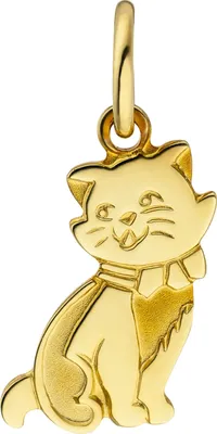 Produktbild von JOBO Anhänger Katze 333 Gold Gelbgold teil matt Goldanhänger Katzenanhänger