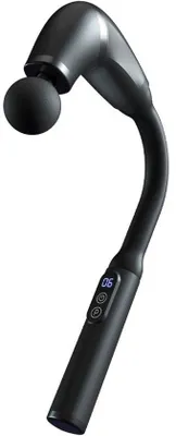 Immagine prodotto di Massaggiatore elettrico con impugnatura allungata, dispositivo portatile dotato di 4 testine massaggianti e schermo LCD, allevia i dolori muscolari e le lesioni.