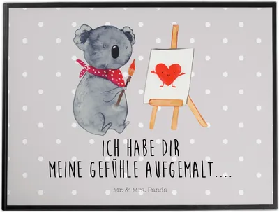 Produktbild von Mr. & Mrs. Panda bastelunterlage Koala Künstler - Grau Pastell - Geschenk, Unterlage Schreibtisch, Liebe, Tischunterlage, Liebesgeschenk, schreibtischunterlage, tischpad