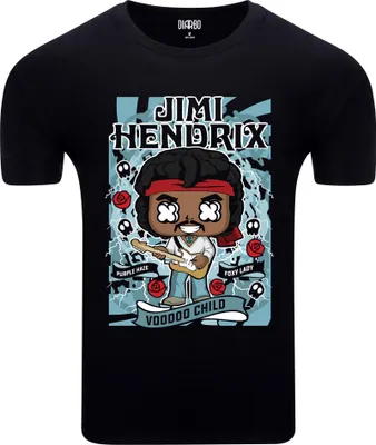 Immagine prodotto di Diarbo t-shirt da uomo con stampa amante della musica Jimi Hendrix poster nero taglia XS