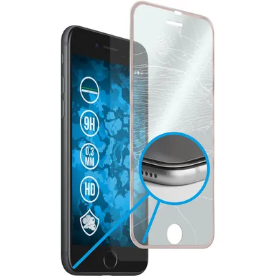 Produktbild von 1er-Pack PhoneNatic Glas-Folie klar full-screen mit Metallrahmen in roségold kompatibel mit Apple iPhone 7 / 8 / SE 2020 - Panzerglas für iPhone 7 / 8 / SE 2020