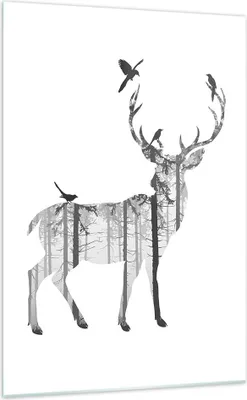 Produktbild von Bilder auf glas - Einteilig - Hirsch Herbst Wald Illustration - 70x100cm - Glasbilder - Wandbilder - Bilder - Wanddekoration aus Glas - Glas Bilder - Wandbild auf Glas - GPA70x100-3159