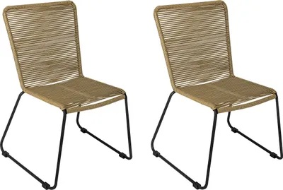Produktbild von Gartenstuhl Outdoor-Seilstuhl Farbe Taupe mit Eisen-Gestell in schwarz ISRA (2er Set)