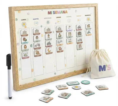 Obrázok produktu pre Magnetický týždenný kalendár pre deti, Montessori plánovač s aktivitami