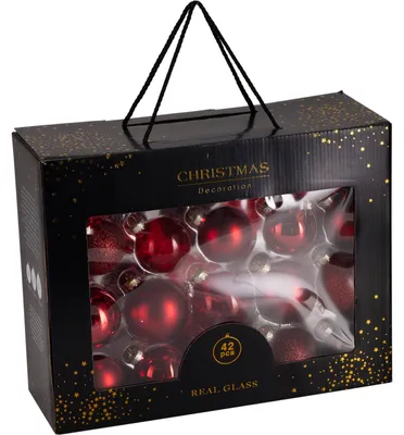 Image de Lot de 42 boules de Noël en verre, de diamètre 5, 5,7 et 6,5 cm