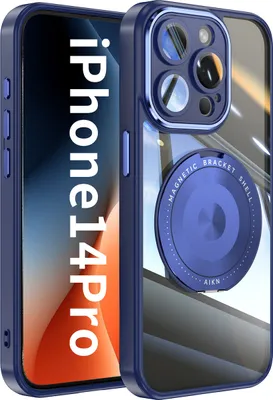 Image de Etui pour iPhone 14 Pro protection militaire transparente avec anneau magnétique et protection de l'appareil photo bleu