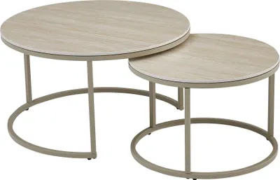 Produktbild von Satztisch >Gino< (2er-Set) in Travertin, kaschmir - 42x80 (HxD)