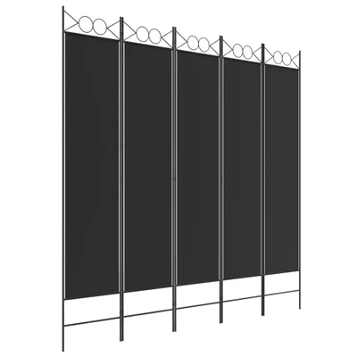 Obrázek produktu pro vidaXL 5dílný paraván černý 200x200 cm Látka
