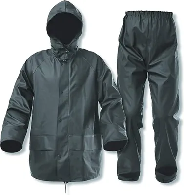 Productafbeelding van Regenpak voor Mannen Vrouwen Waterdichte Beschermende Regenjas met Broek 2 Stuks Regenkleding, Donkergroen, S