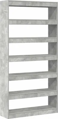 Zdjęcie produktu dla Półka na książki vidaXL, 6 półek, 100 x 30 x 198 cm, płyta wiórowa, kolor betonowy