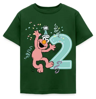 Produktbild von Spreadshirt Sesamstraße Geburtstagdesign Mit Elmo Zwei Jahre Kinder T-Shirt, 98/104 (3-4 Jahre), Forstgrün