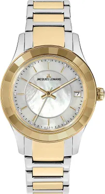 Productafbeelding van Jacques Lemans polshorloge Date Venice - Wit - Goud