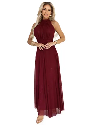 Produktbild von Numoco Abendkleid Veronica Langes Kleid Maxikleid Partykleid mit Glitzer, bordeaux, Gr. XS-L