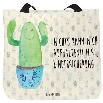 Produktbild von Mr. & Mrs. Panda Reisetasche Kaktus Happy - Kaktus Grün - Geschenk, Motivation, Ausbildung, Laptoptasche, Mutter, Tasche, Freundin, Schultasche, Einkaufstasche, Büro