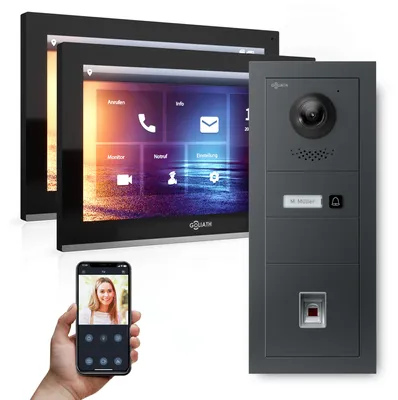 Produktbild von GOLIATH Hybrid IP Gegensprechanlage | Anthrazit | 1-Fam | 2x 10" HD | Fingerprint | 180° Kamera